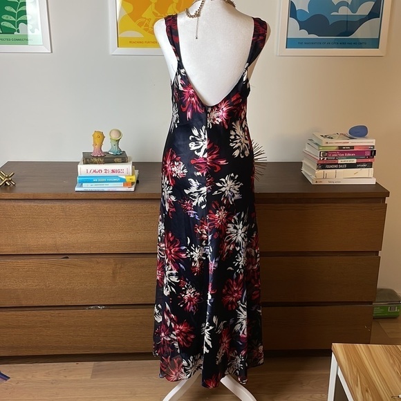 Oscar De La Renta 💎Pink Label Slip Navy Floral Long Dress - Picture 8 of 12